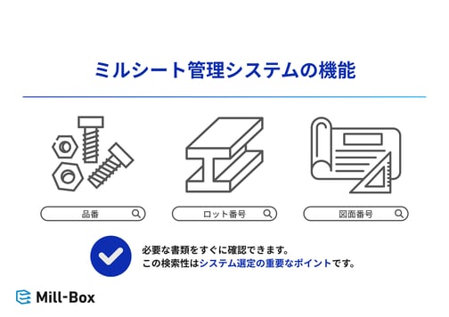 ミルシート管理システムの機能